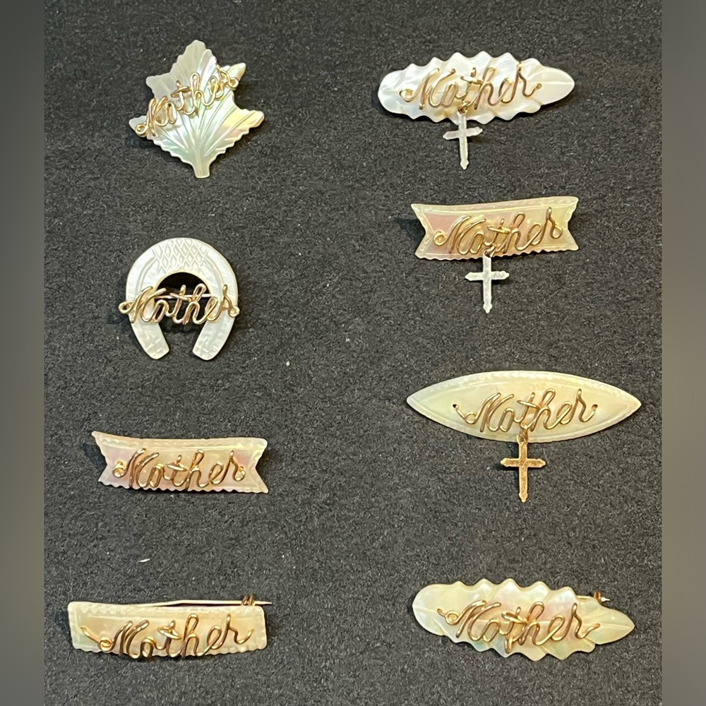 Mother of Pearl Mother Pin Gold Filled